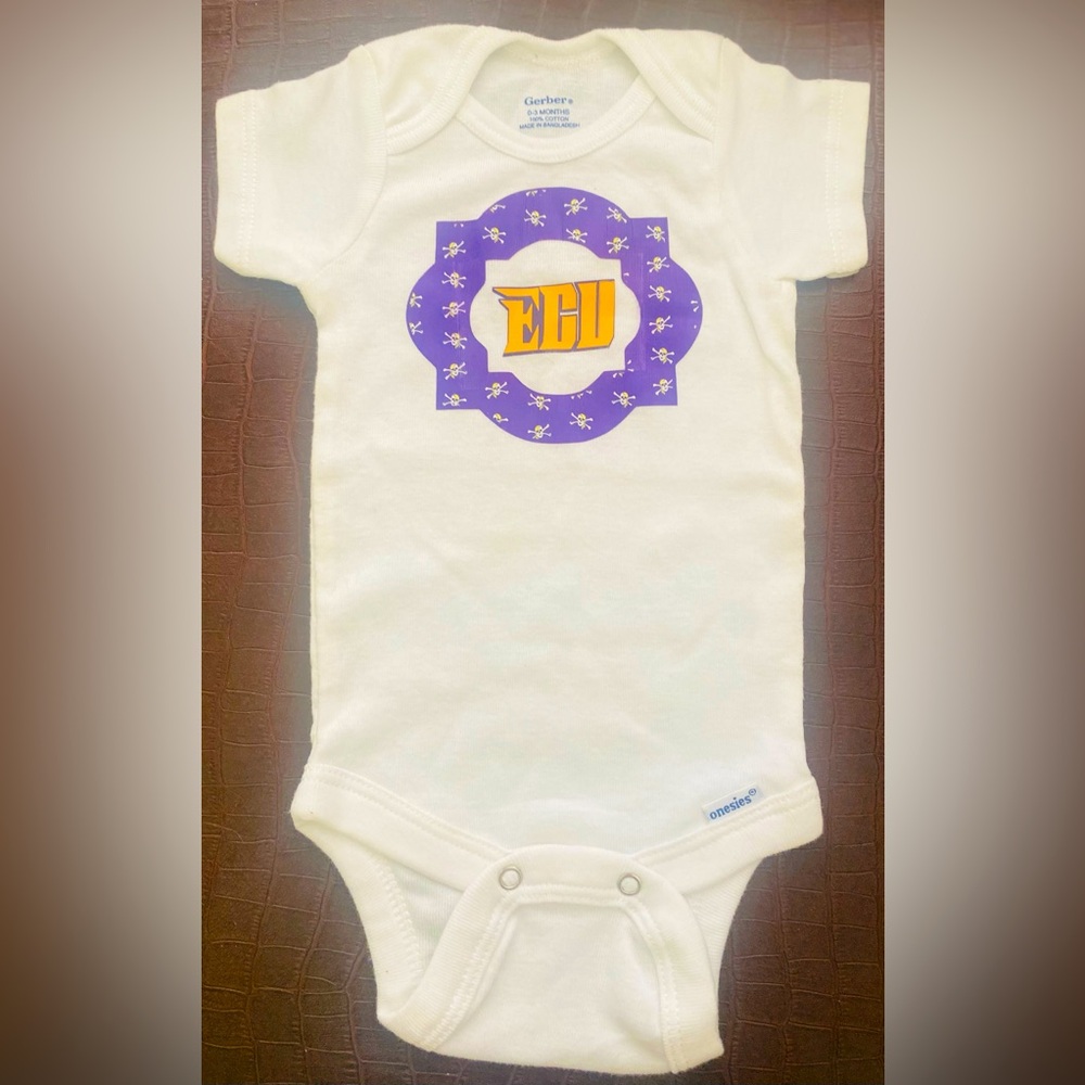 Gerber White Onesie with ECU Logo 0-3 mos NWOT